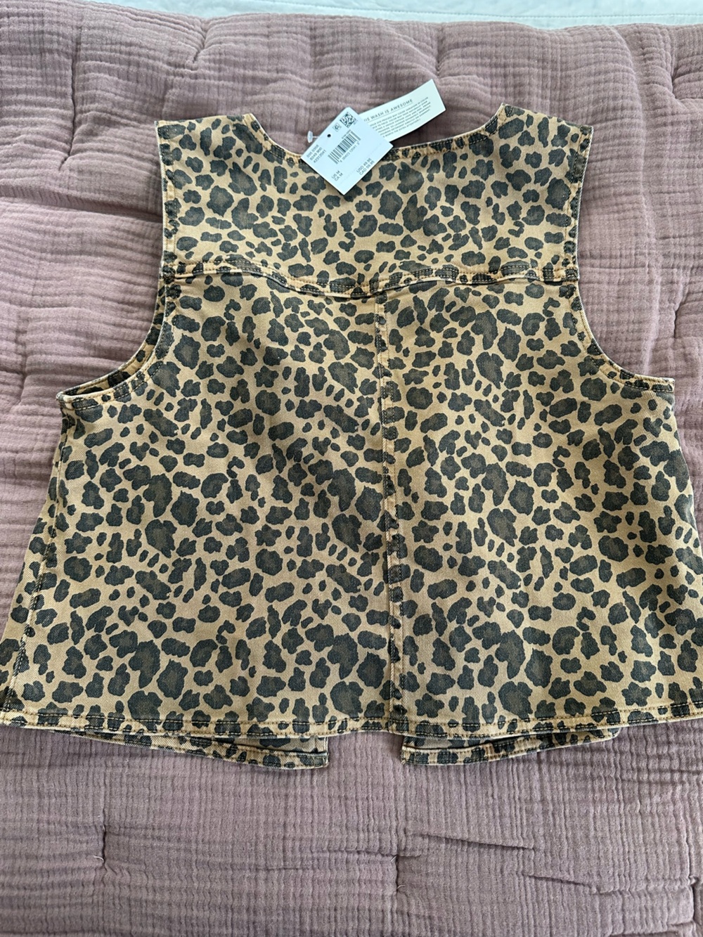 American Eagle Leopard Print Denim Vest tie Top Size Medium NWT - Picture 4 of 5